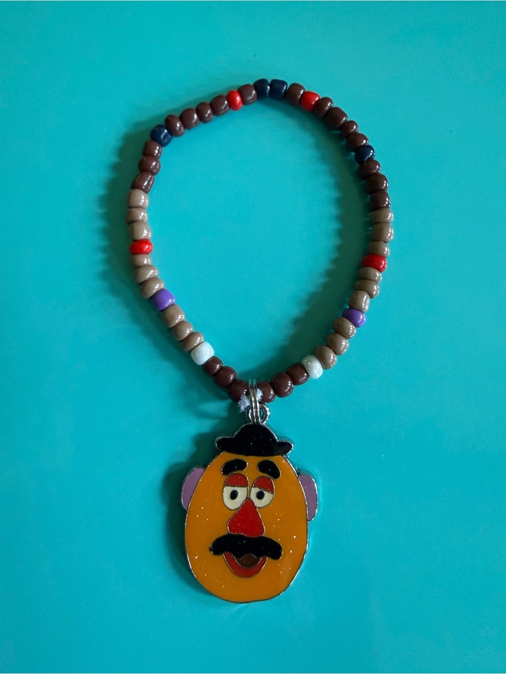 Handmade Toy Story Mr. Potato Head Charm Beaded Bracelet Child Size